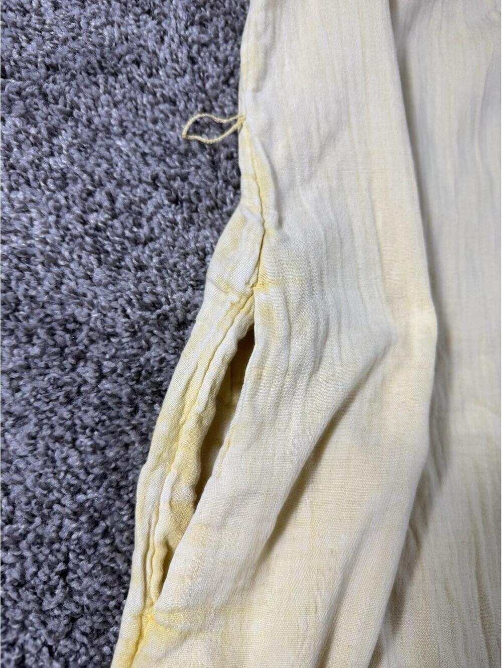 Faherty Yellow Cotton Gauze Dress Women’s M Button Front Puff Sleeve Cottagecore - Picture 4 of 9